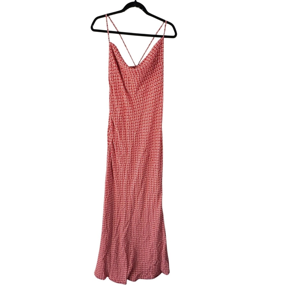 Monday Slip Dress Red Orange Geometric VV 14-16 Strappy Maxi Dress Minimalist